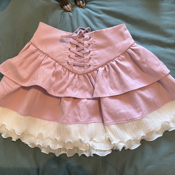 SHEIN Pink Ruffled High Waisted Skirt. Size Small.